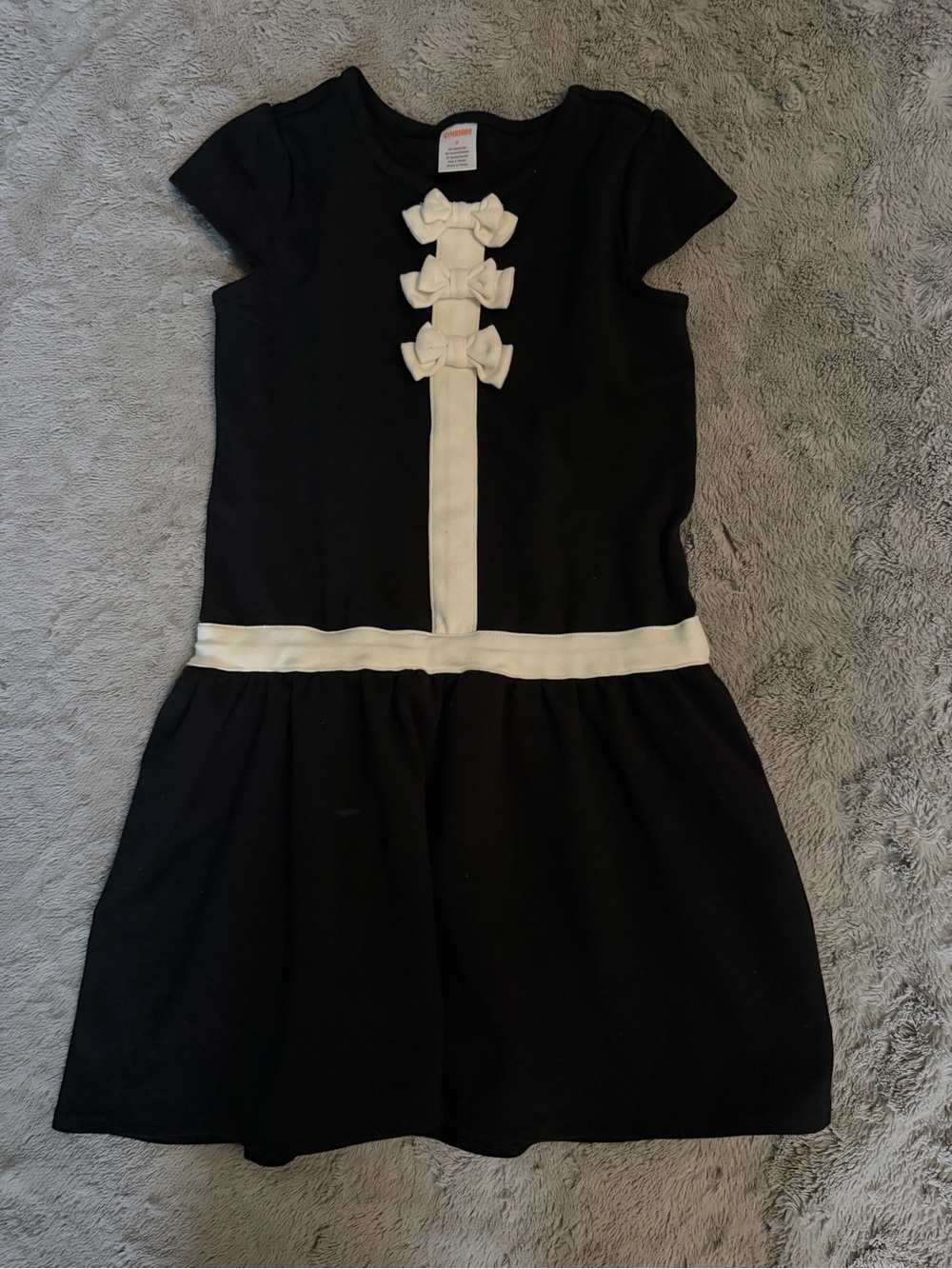 Gymboree Black Dress with Cream Trim and Bows